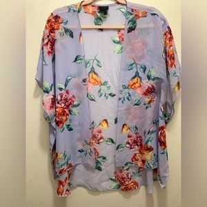 Sheer floral kimono